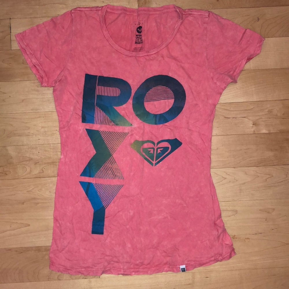 Vintage Roxy Graphic Tee in pink acid wash